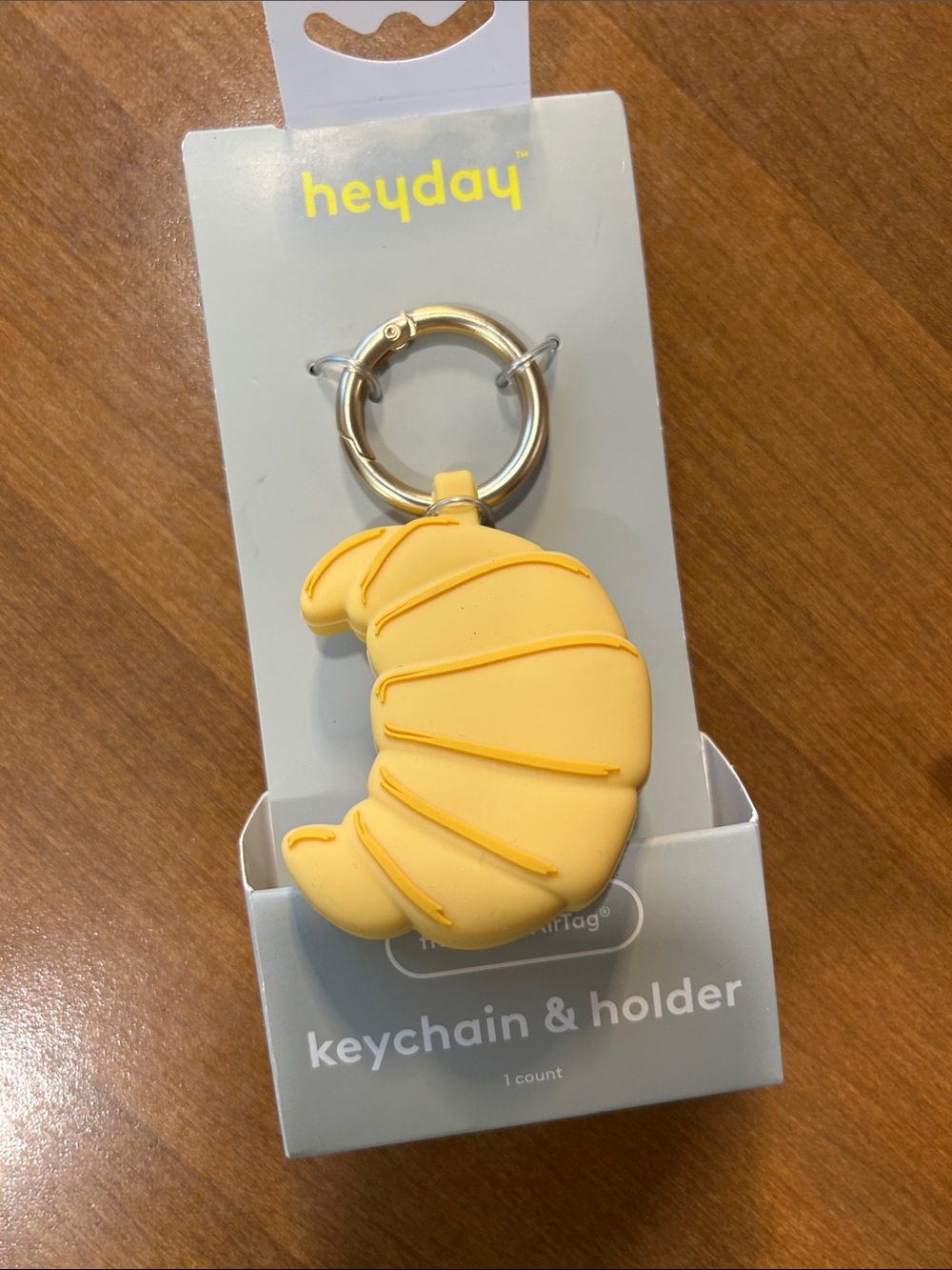 heyday Yellow Silicone Croissant Keychain & AirTag Holder - Picture 3 of 3